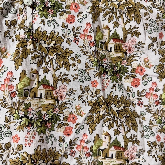 Talbots Tuscan Villa Print Blouse Ruffle Button Neckline Women’s Sz Large Spring - Picture 6 of 15
